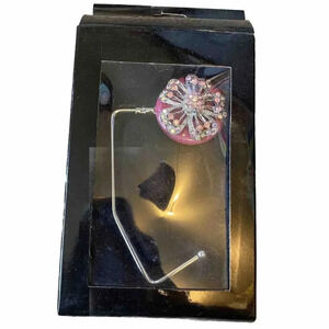 Handbag/Purse Tabletop Hanger Jeweled Purple and Silver IOP